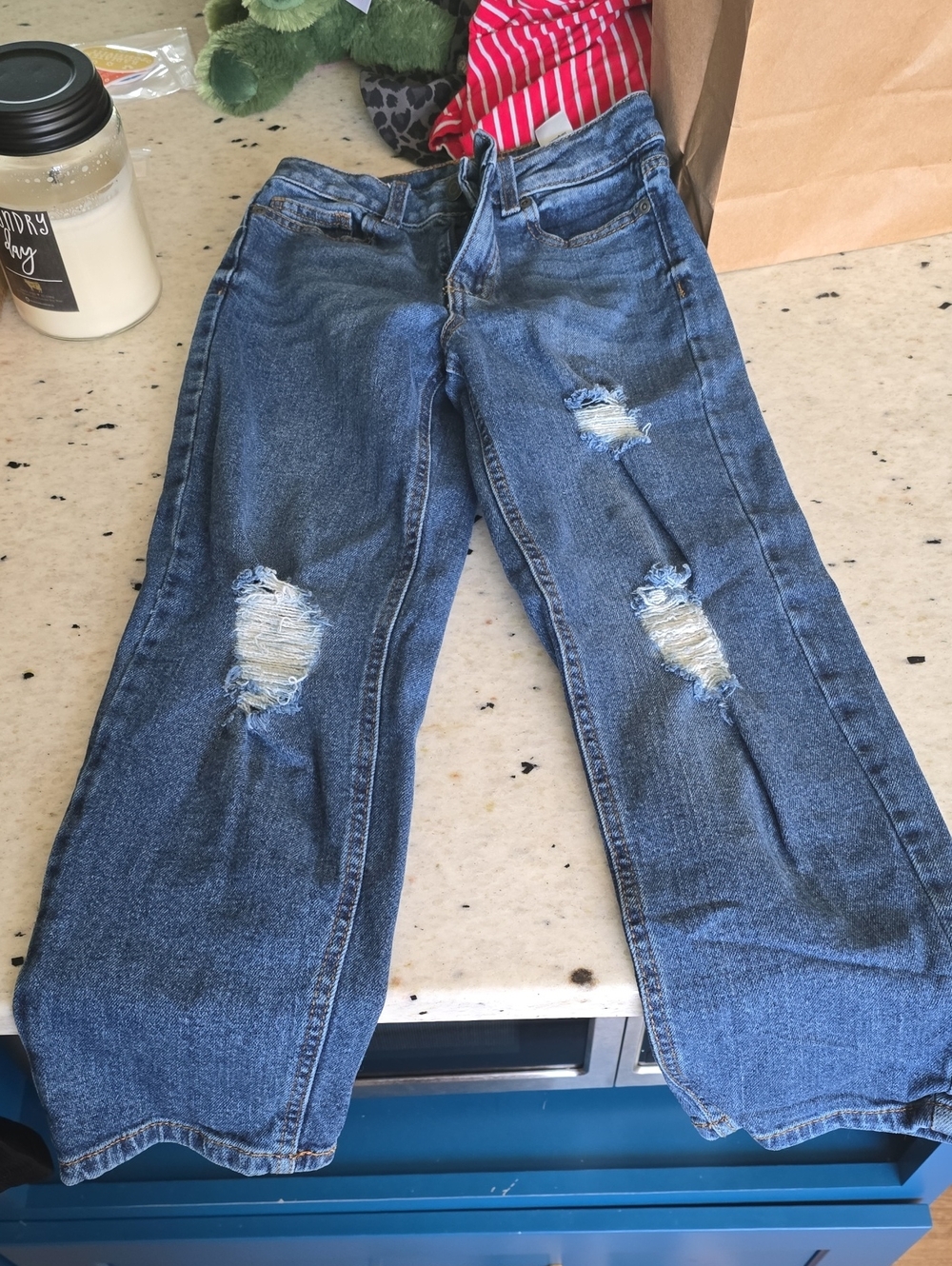 Girl’s Distressed Blue Denim Jeans - Classic Casual